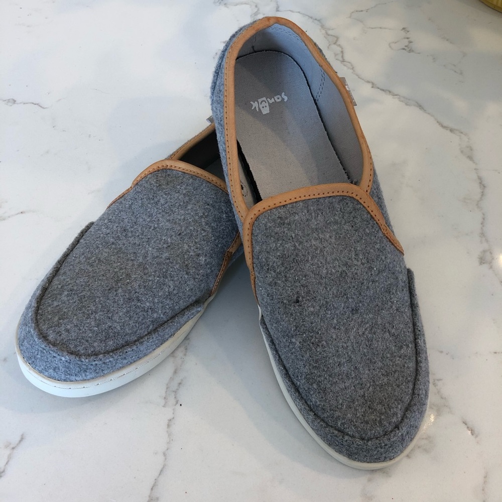 Sanuk Gray Wool Flannel Slip On